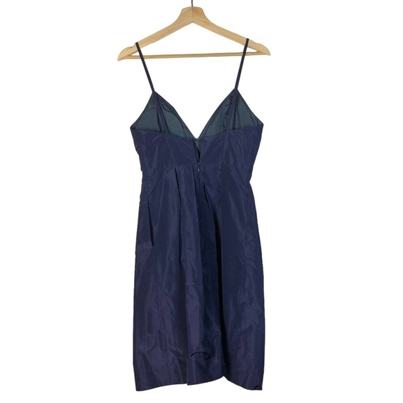 J. Crew Navy Blue Fit & Flare Silk Knee Length Dress 6 - Picture 2 of 4